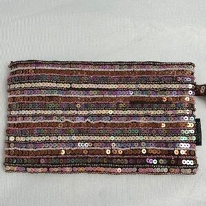 Unbranded multicolor sequin zip top wristlet